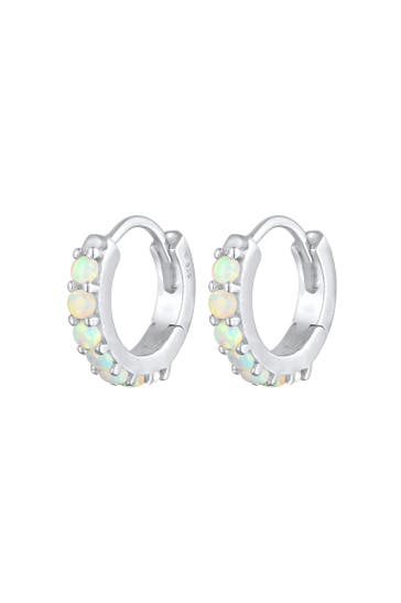 ELLI Ohrringe Creolen synthetischer Opal Klassik 925 Silber Silber