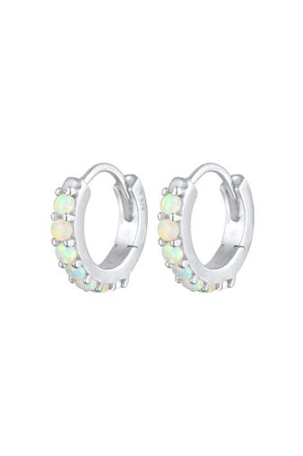 ELLI Ohrringe Creolen synthetischer Opal Klassik 925 Silber Silber