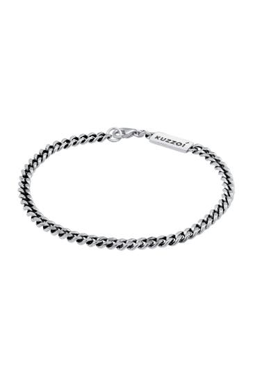 KUZZOI Armband Herren Panzer Massiv 925 Silber Schwarz