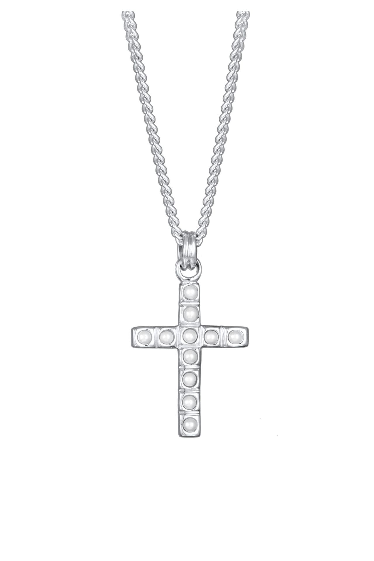KUZZOI Kette Kreuz Glasperlen Modern 925 Silber Silber, Bild 1