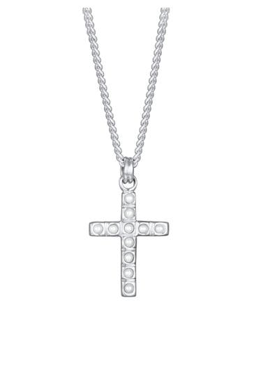 KUZZOI Kette Kreuz Glasperlen Modern 925 Silber Silber