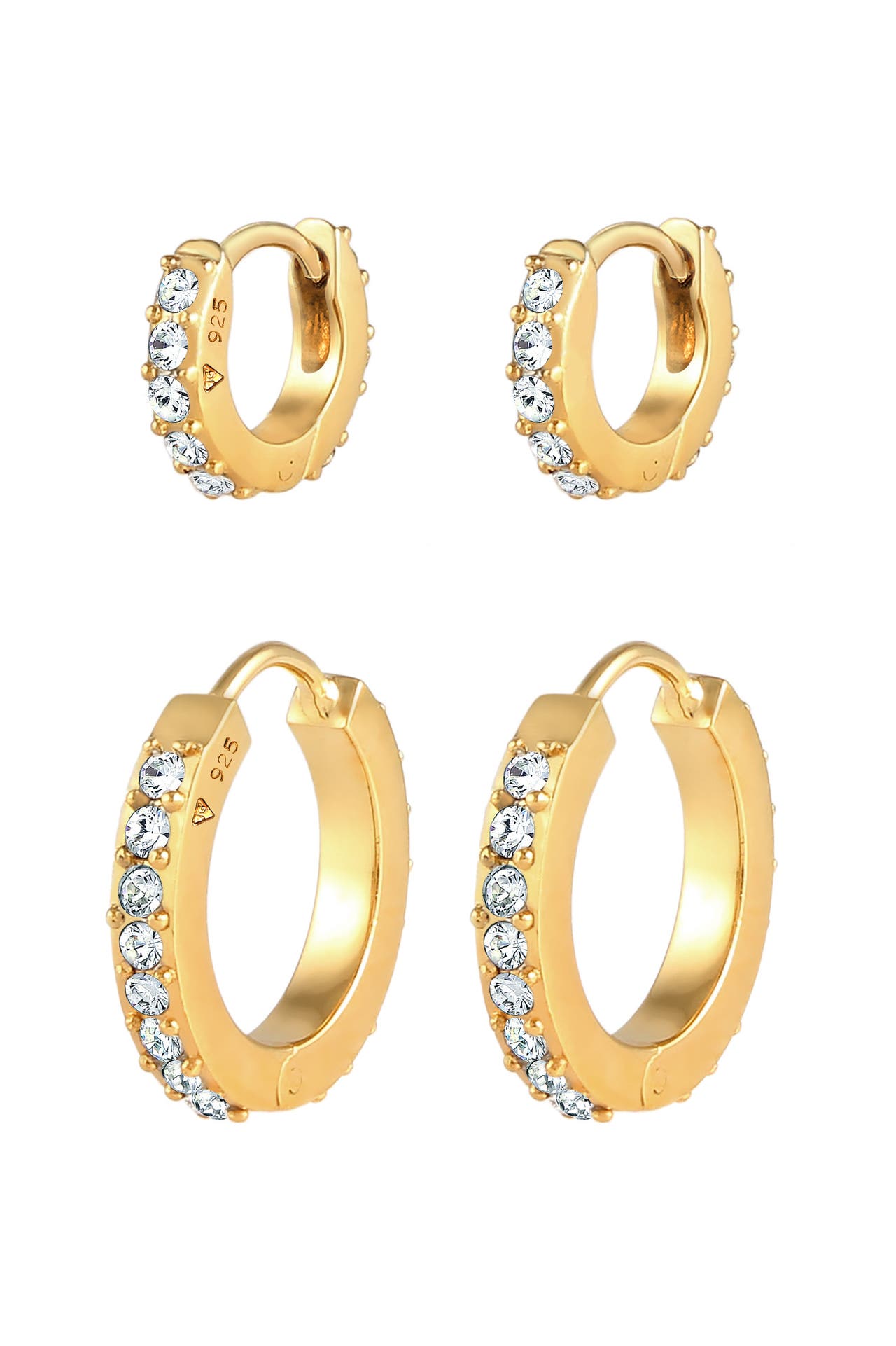 ELLI Ohrringe Creolen 2er Set 925 Silber, mit Kristallen von Swarovski® Gold, Bild 1
