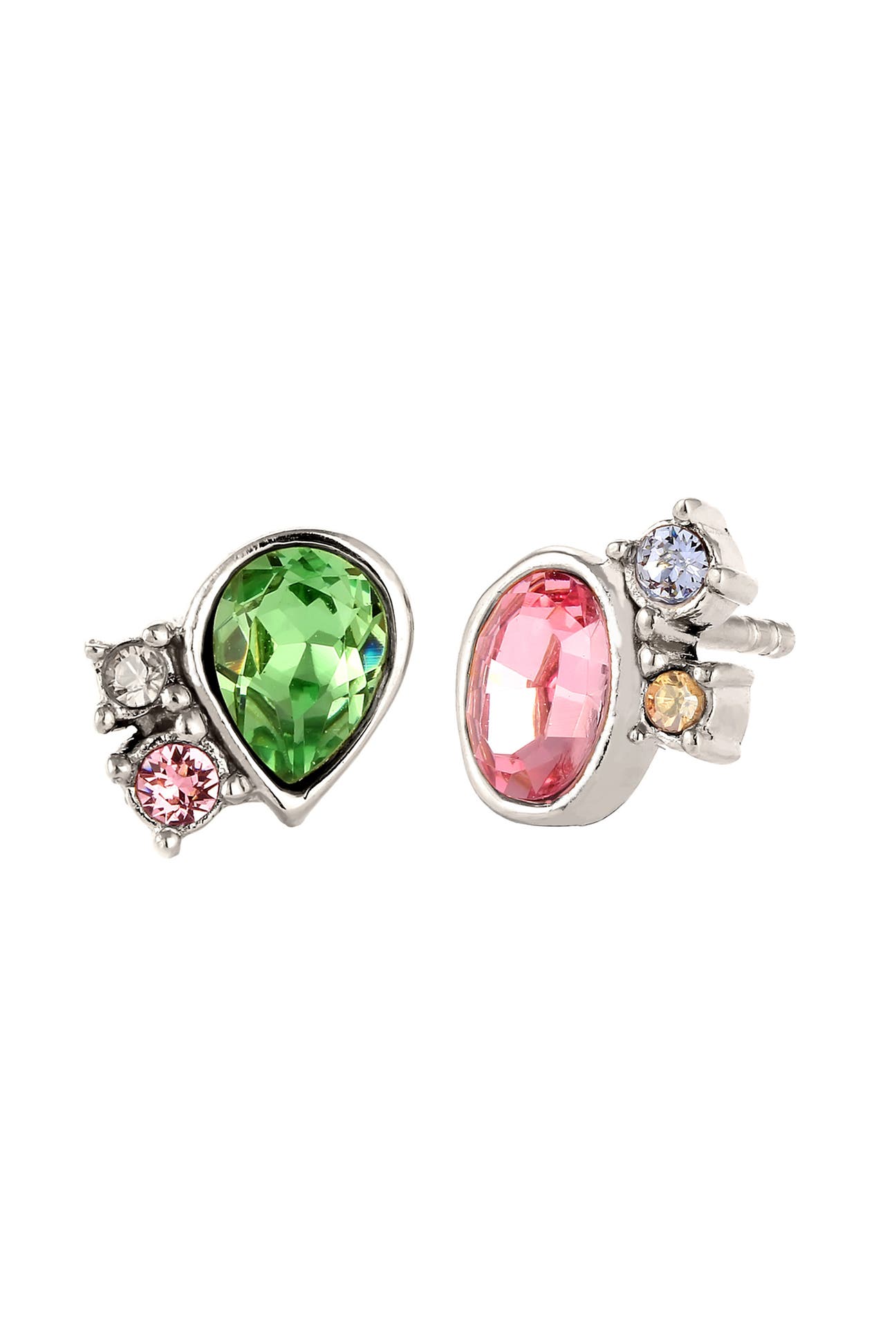 ELLI Ohrringe Ohrstecker Rosa Grün 925 Sterling Silber, mit Kristallen von Swarovski® Silber, Bild 1