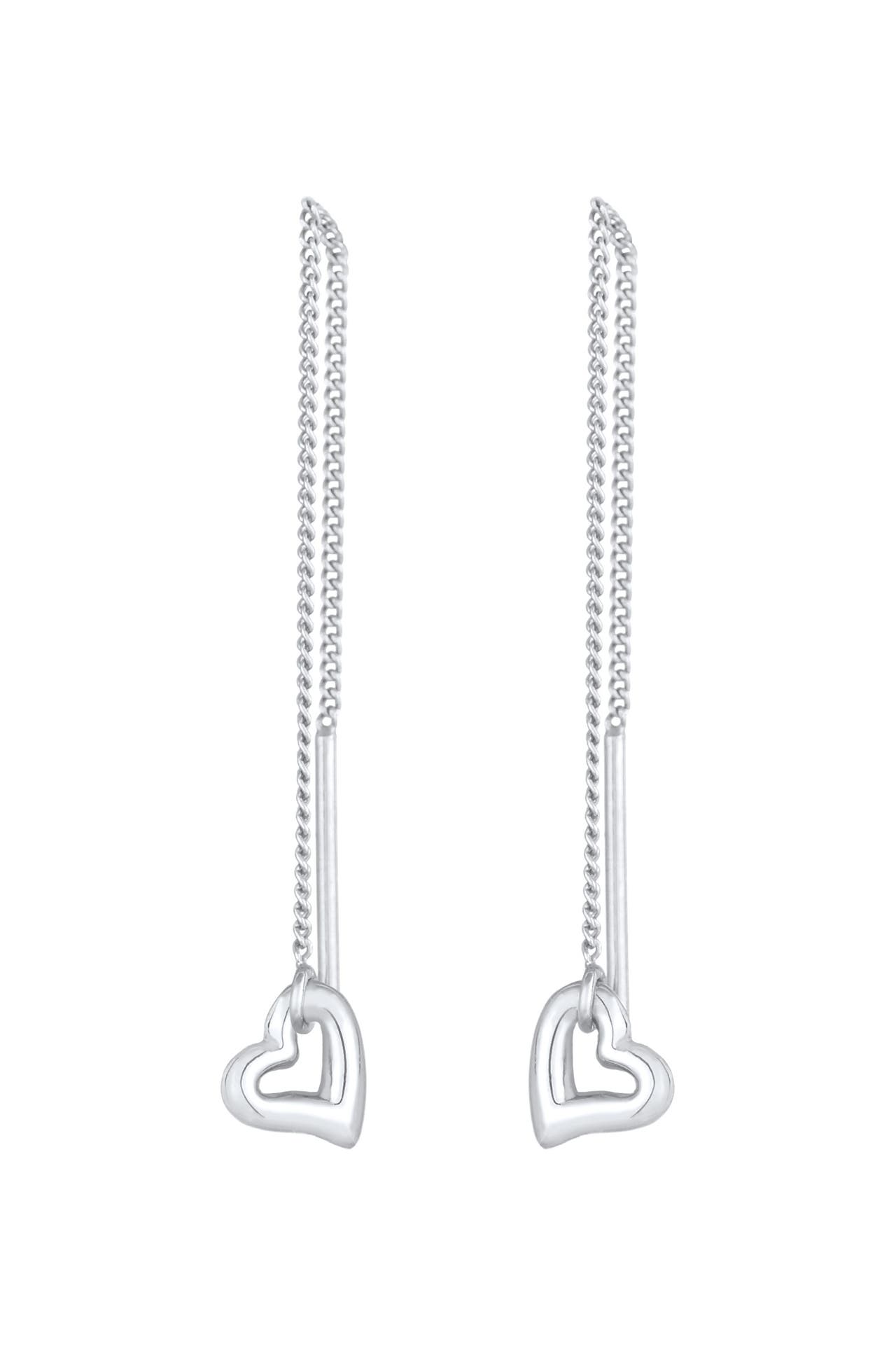ELLI Ohrringe Durchzieher Herz Basic 925 Silber Silber, Bild 1