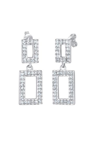 ELLI PREMIUM Ohrringe Ohrhänger Geometrische Form 925 Silber, mit Kristallen von Swarovski® Silber