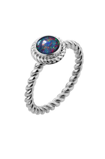 NENALINA Ring Opal-Triplette Geburtsstein Oktober 925 Silber Grau