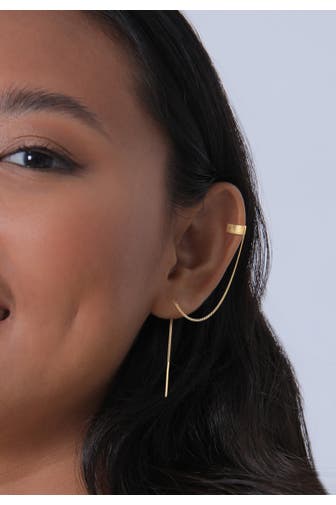 ELLI Ohrringe Set Earcuff Durchzieher Gehämmert 925 Silber Gold