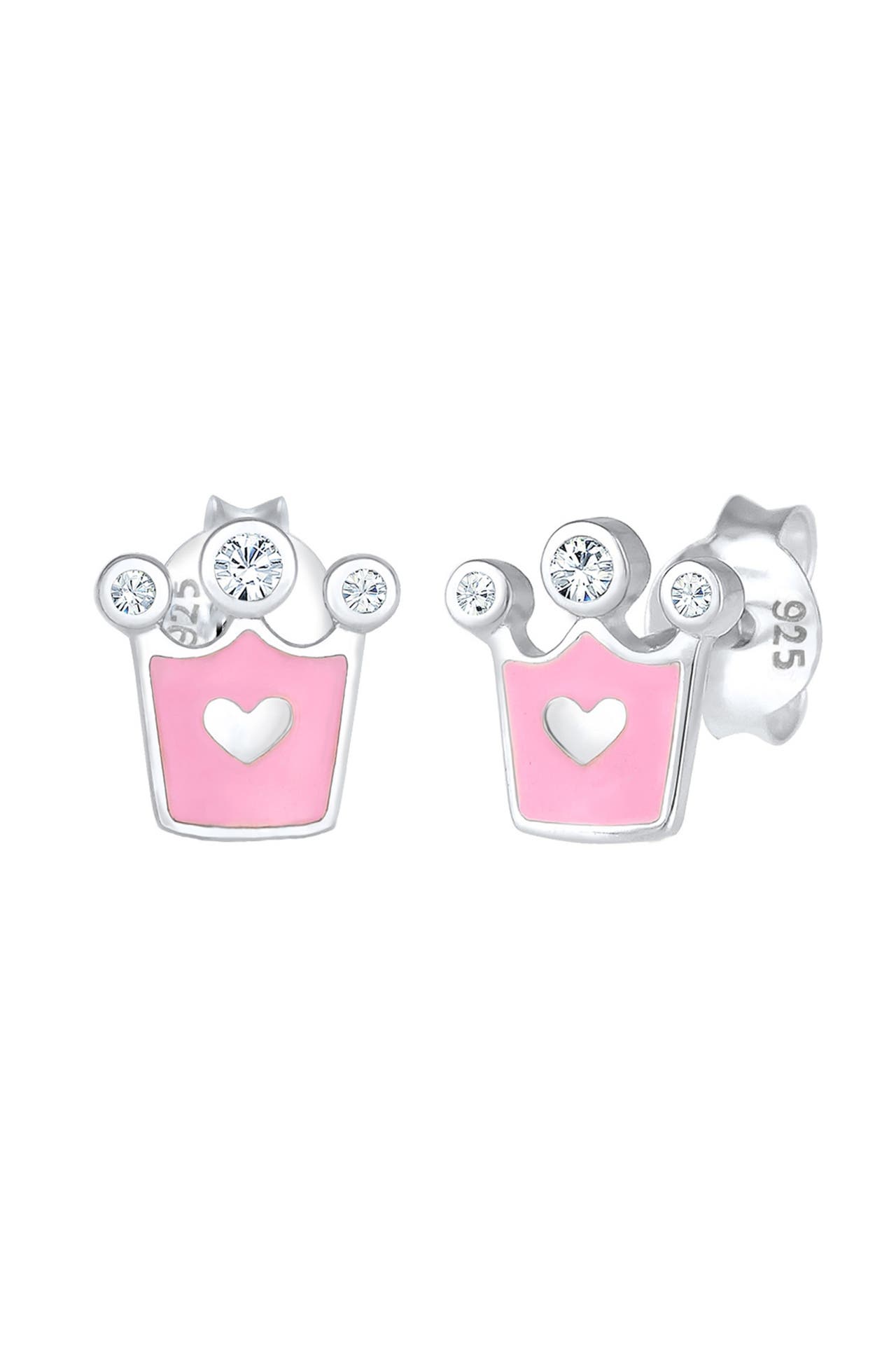 ELLI Ohrringe Ohrstecker Krone Emaille 925 Sterling Silber, mit Kristallen von Swarovski®, Bild 1