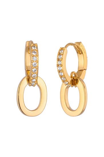 ELLI PREMIUM Ohrringe Creole Weiß 925 Silber vergoldet, mit Kristallen von Swarovski® Gold
