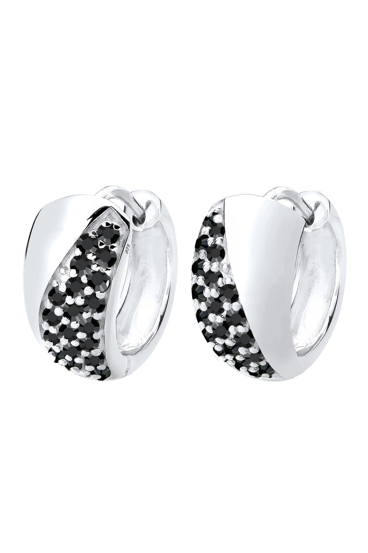 ELLI Ohrringe Creolen Elegant Kristalle 925 Silber Schwarz, Bild 1