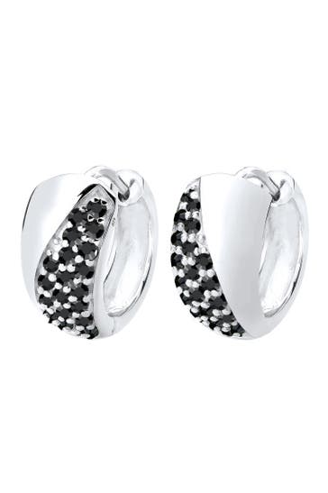 ELLI Ohrringe Creolen Elegant Kristalle 925 Silber Schwarz