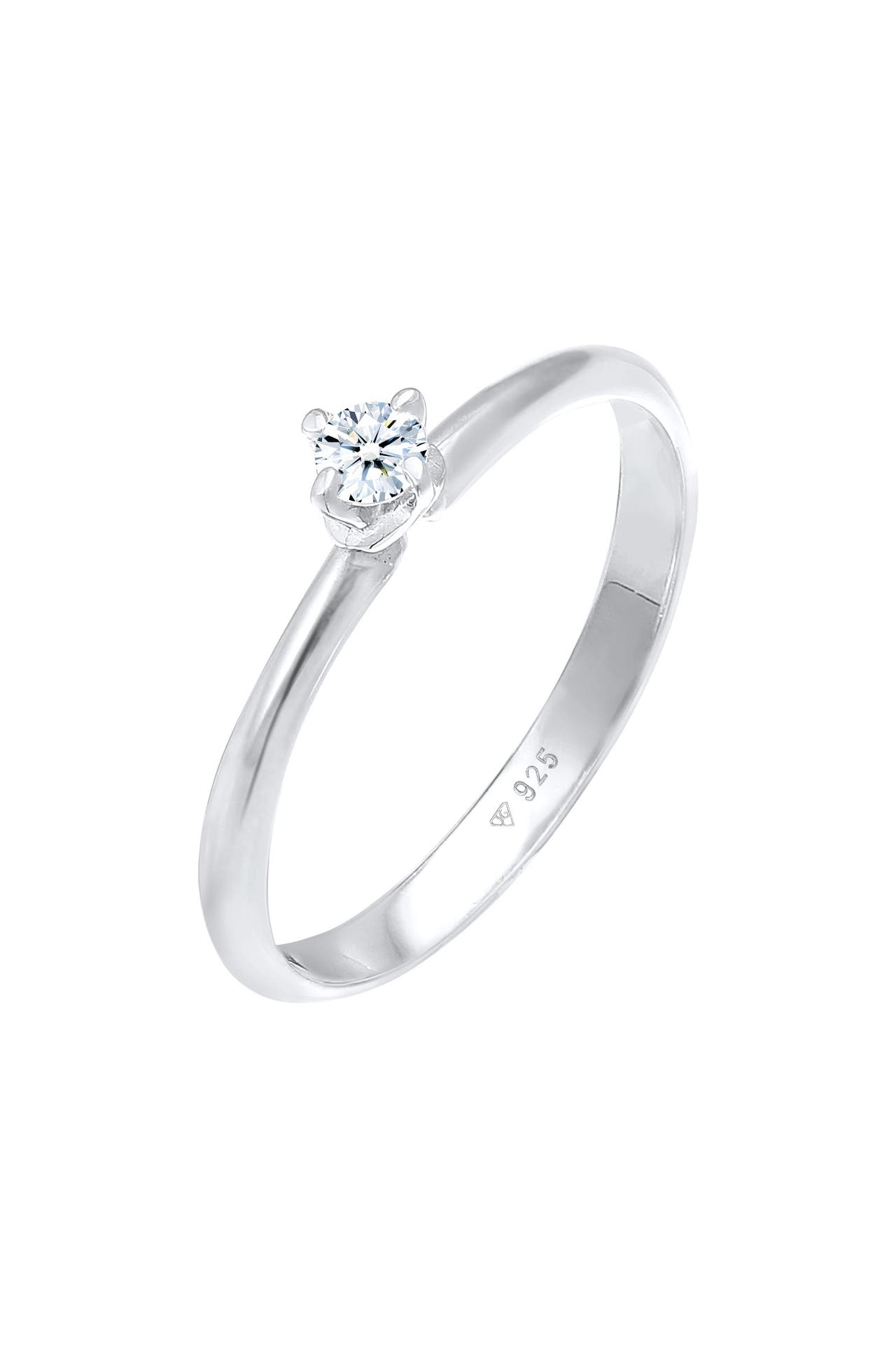ELLI DIAMONDS Ring Ring Solitär Diamant (0.11 ct.) Klassik 925 Silber Silber, Bild 1