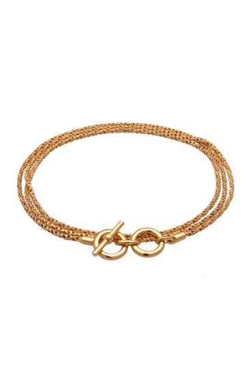 KUZZOI Armband Männer Kordelkette T-Bone Oxidiert 925 Silber Gold