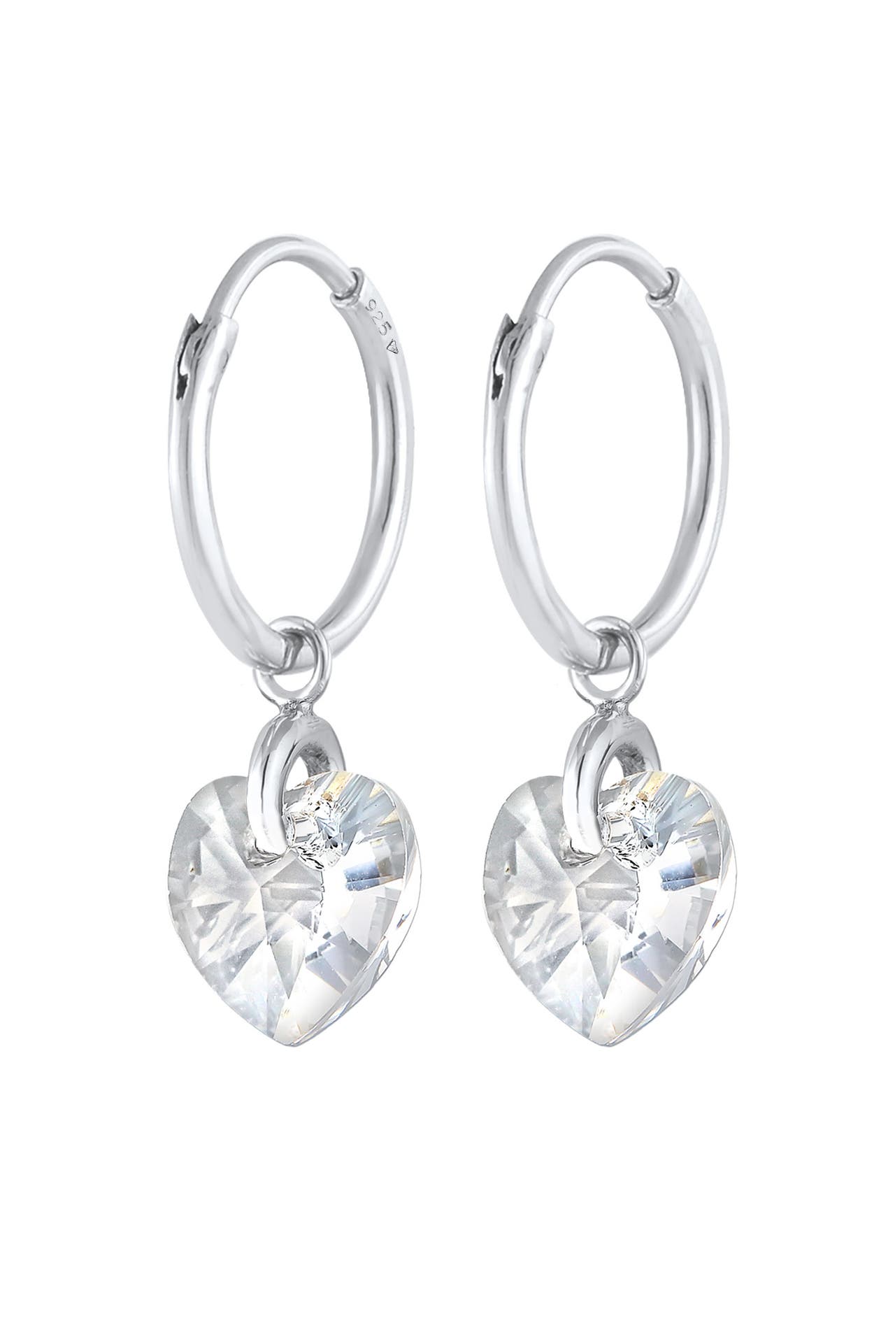 ELLI Ohrringe Hänger Herz Symbol 925 Silber, mit Kristallen von Swarovski® Silber, Bild 1