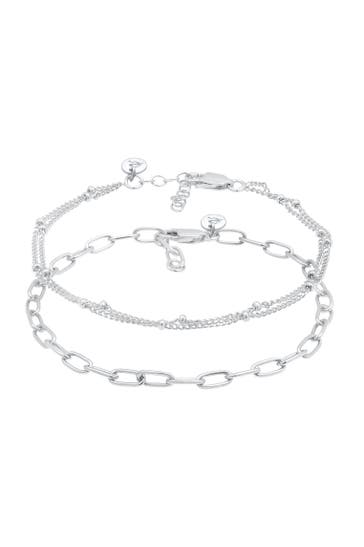ELLI PREMIUM Armband Glieder Layer Kugel (2 tlg) 925 Silber vergoldet Silber