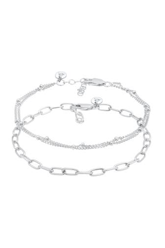ELLI PREMIUM Armband Glieder Layer Kugel (2 tlg) 925 Silber vergoldet Silber