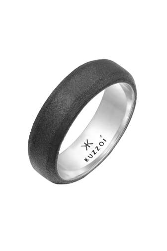 KUZZOI Ring Herren Bandring Basic 925 Silber Schwarz