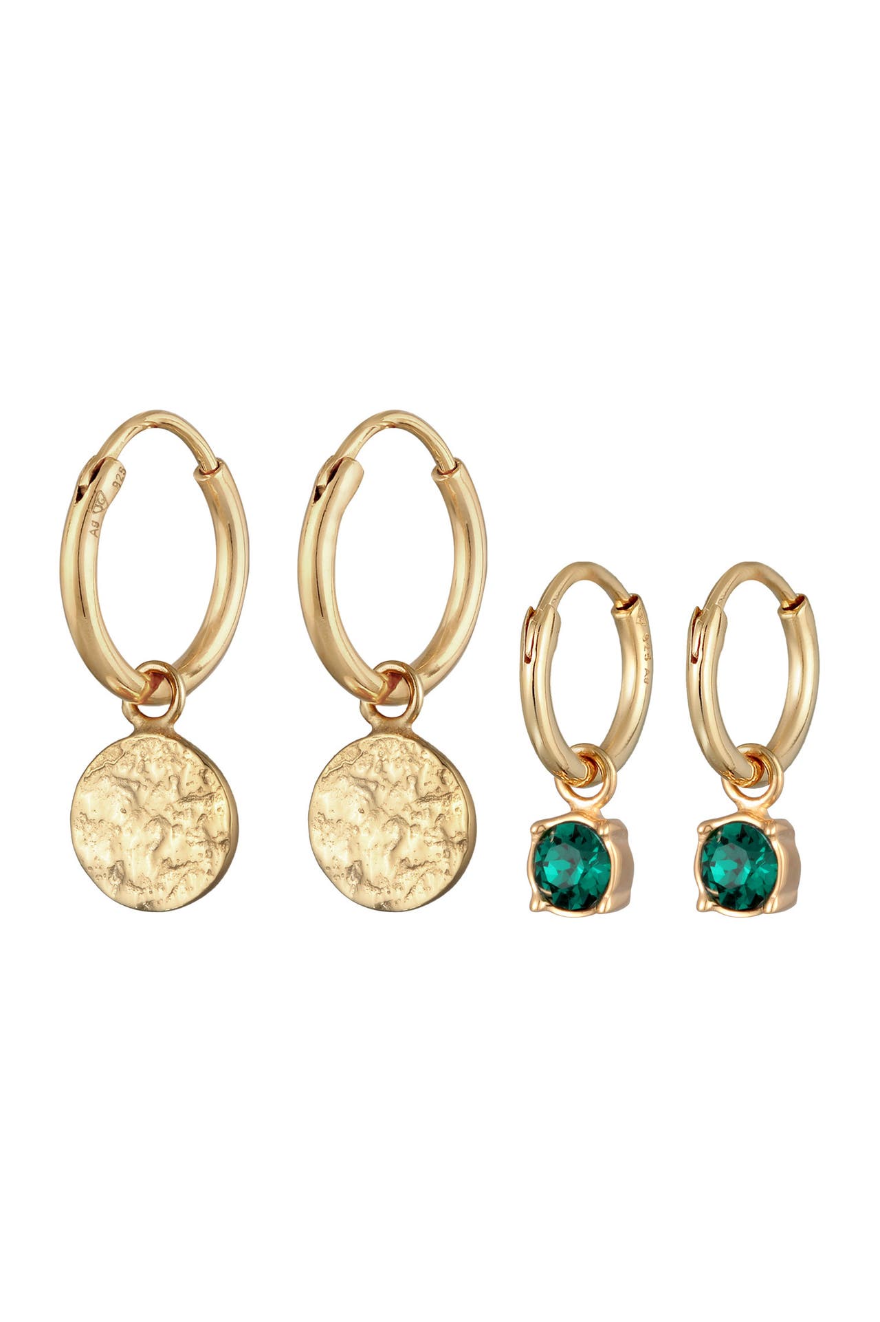ELLI Ohrringe Creolen Plättchen Kristall Grün 2er Set 925 Silber Gold, Bild 1