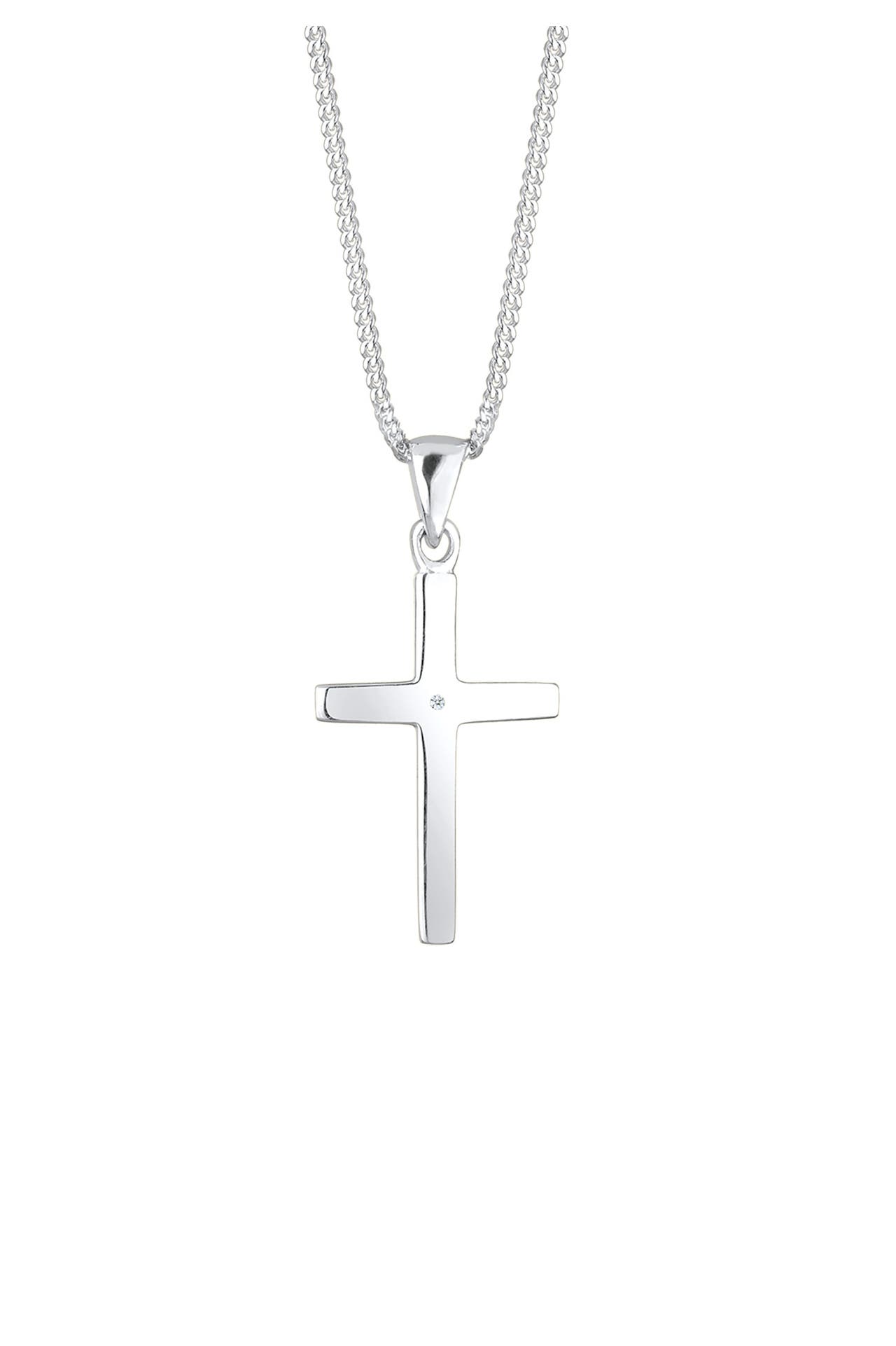 ELLI DIAMONDS Kette Kreuz Glaube Diamant (0.005 ct) Basic 925 Silber Silber, Bild 1