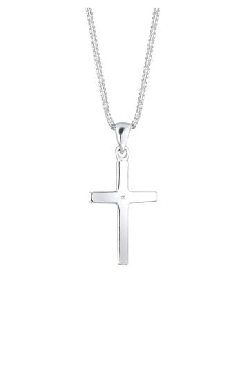 ELLI DIAMONDS Kette Kreuz Glaube Diamant (0.005 ct) Basic 925 Silber Silber