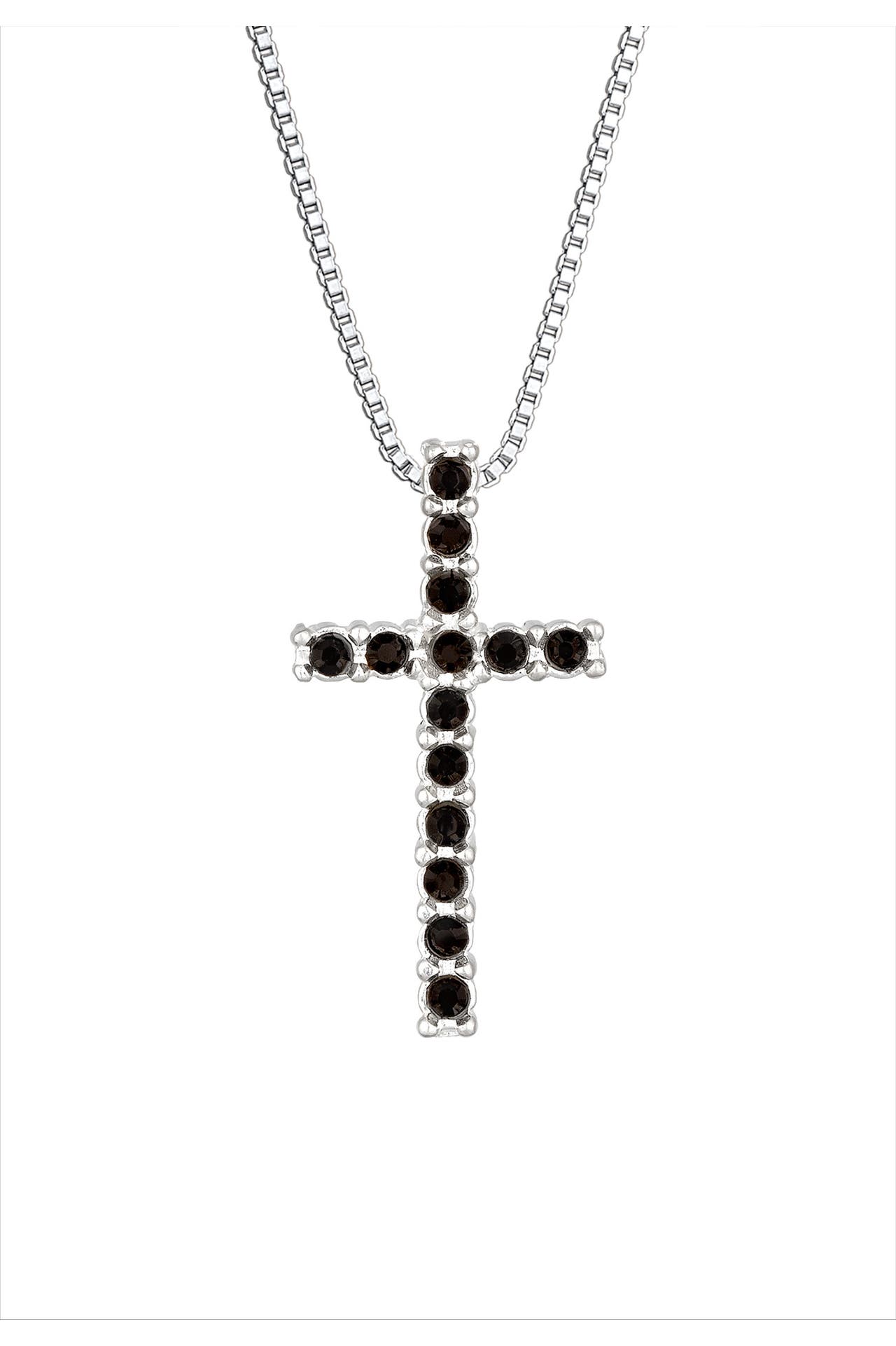 KUZZOI Kette Kreuz Glas Kristalle Schwarz 925 Sterling Silber Silber, Bild 1