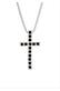 Kette Kreuz Glas Kristalle Schwarz 925 Sterling Silber Silber