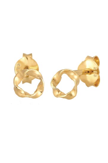ELLI PREMIUM Ohrringe Ohrstecker Kreis Rund Gedreht 585 Gelbgold Gold