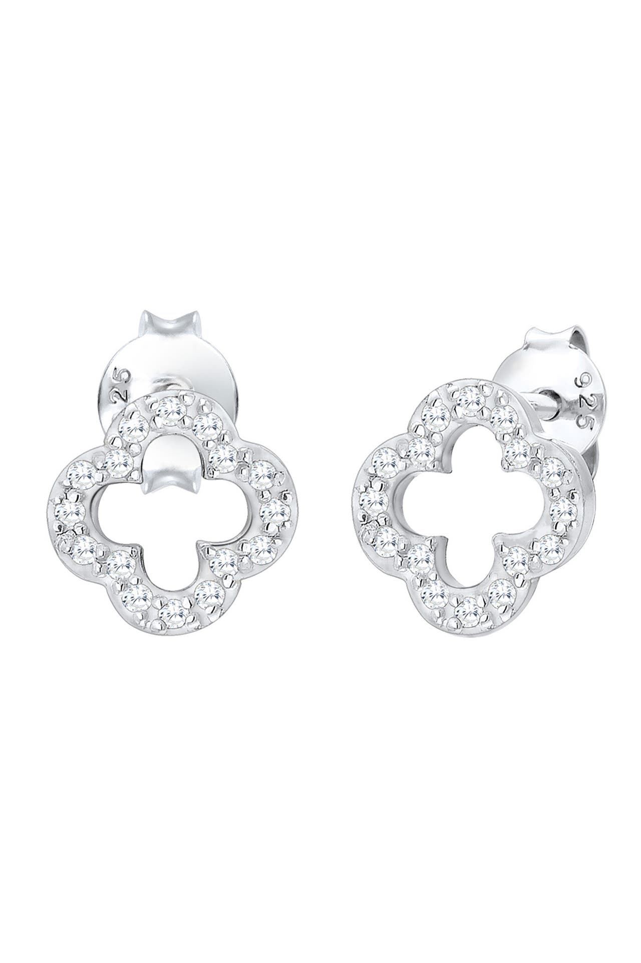 ELLI Ohrringe Kleeblatt Zirkonia Weiß 925 Sterling Silber Silber, Bild 1