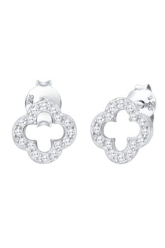 ELLI Ohrringe Kleeblatt Zirkonia Weiß 925 Sterling Silber Silber