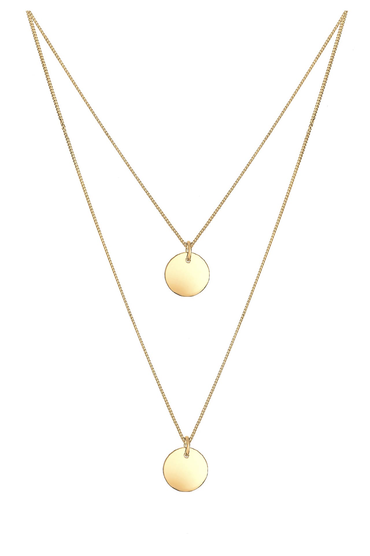 ELLI Kette Layer Kette mit Kreis Plättchen 925 Silber Gold, Bild 1