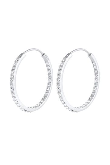 ELLI Ohrringe Creolen Funkelnd 925 Silber, mit Kristallen von Swarovski® Silber