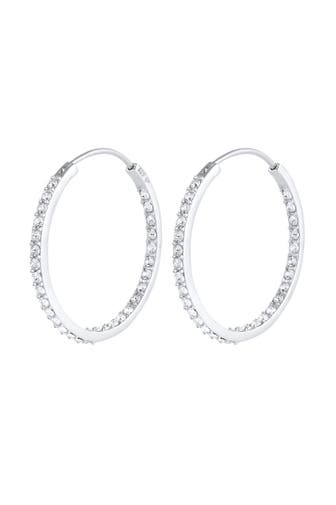 ELLI Ohrringe Creolen Funkelnd 925 Silber, mit Kristallen von Swarovski® Silber