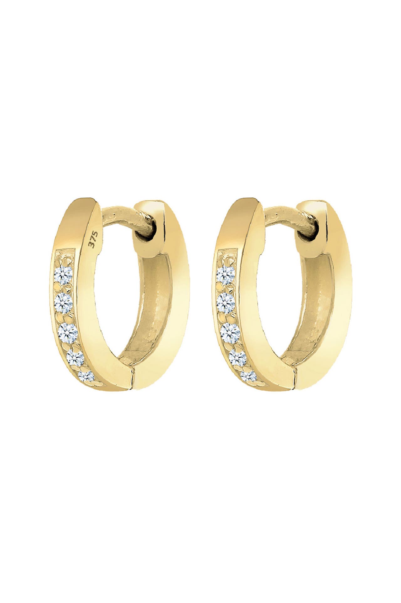 ELLI DIAMONDS Ohrringe Creolen Diamant Weiß Brillantschliff (0.05 ct) 375 Gelbgold Weiß, Bild 1