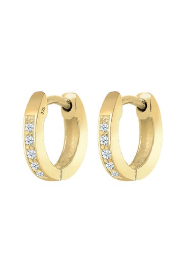 ELLI DIAMONDS Ohrringe Creolen Diamant Weiß Brillantschliff (0.05 ct) 375 Gelbgold Weiß