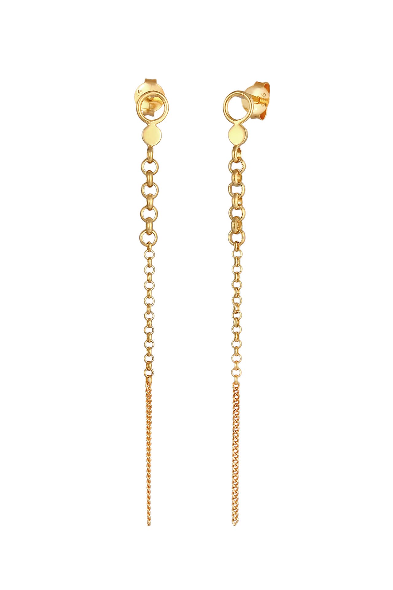 ELLI Ohrringe Stecker Erbskette Plättchen Rund Trend 925 Silber Gold, Bild 1