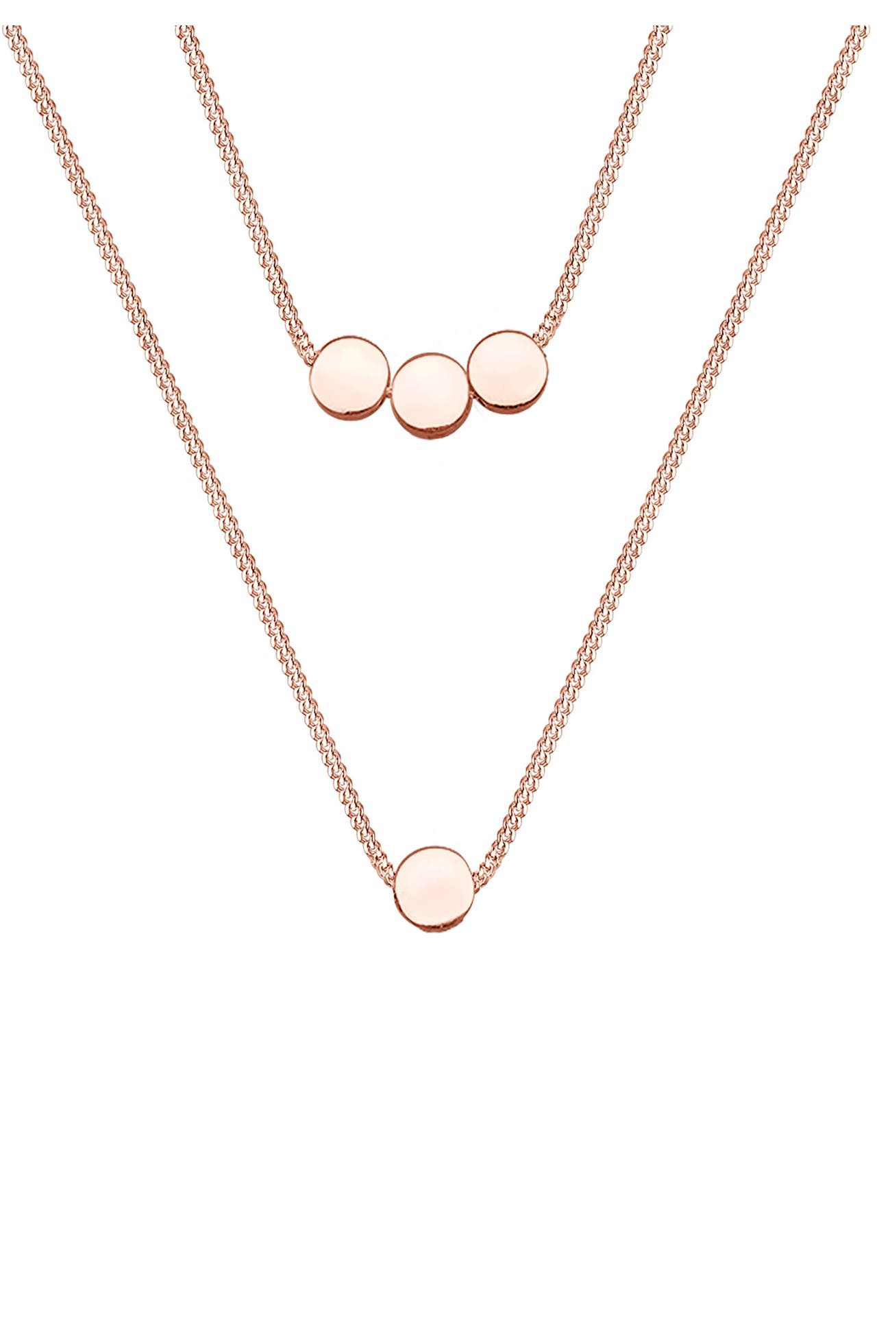 ELLI Kette Layer 2-lagig mit Kreisen 925 Silber Rosegold, Bild 1