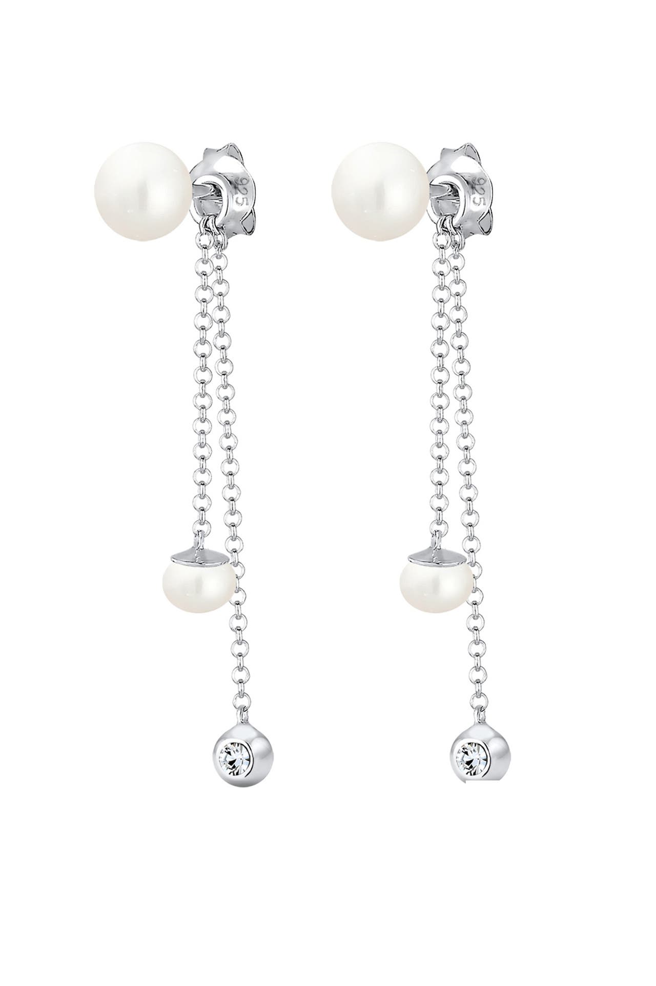 ELLI Ohrringe Süsswasserperle Solitär Kristalle 925 Silber Silber, Bild 1