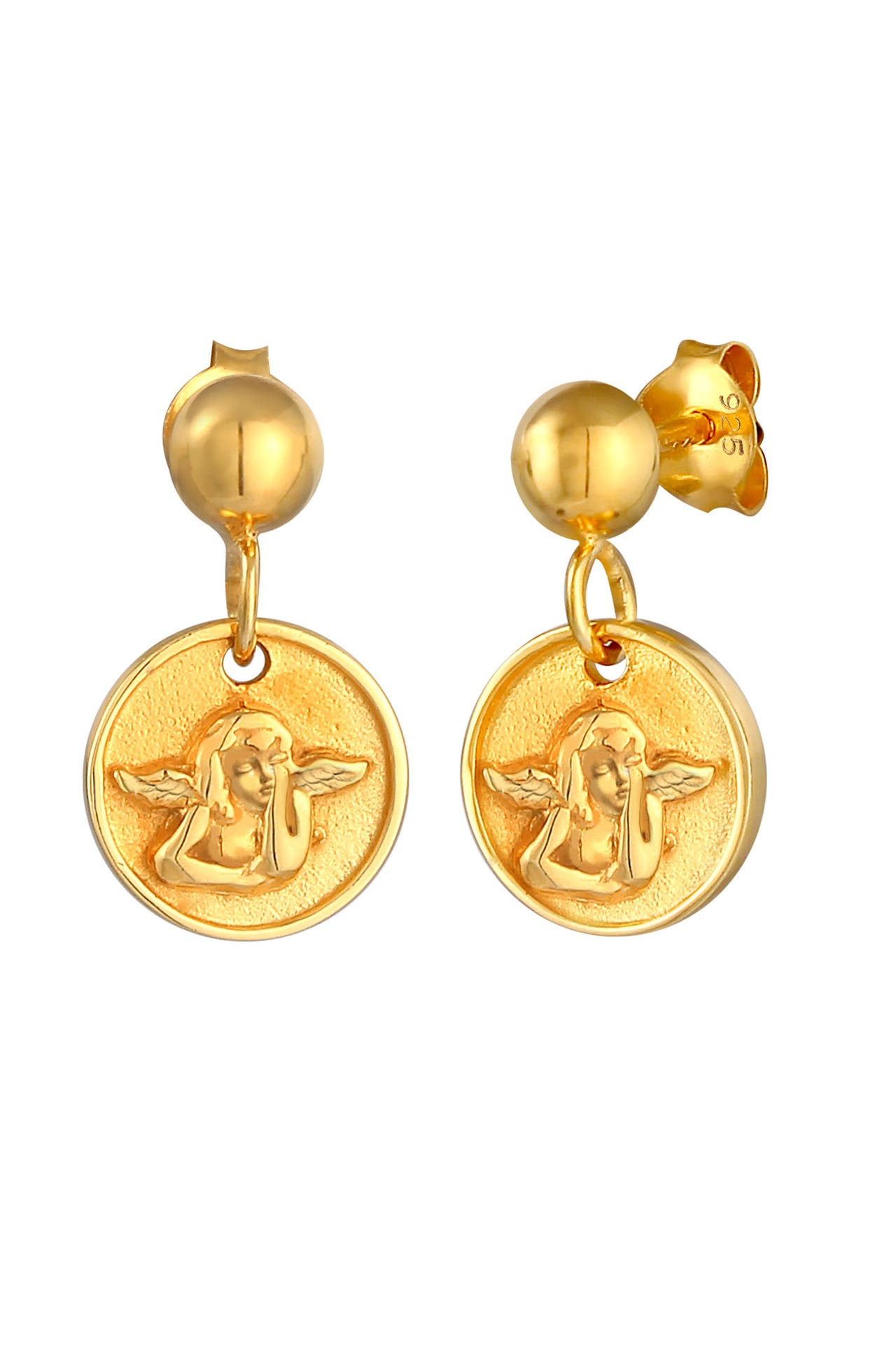 ELLI Ohrringe Ohrhänger Stecker Plättchen Engel 925 Silber Gold, Bild 1