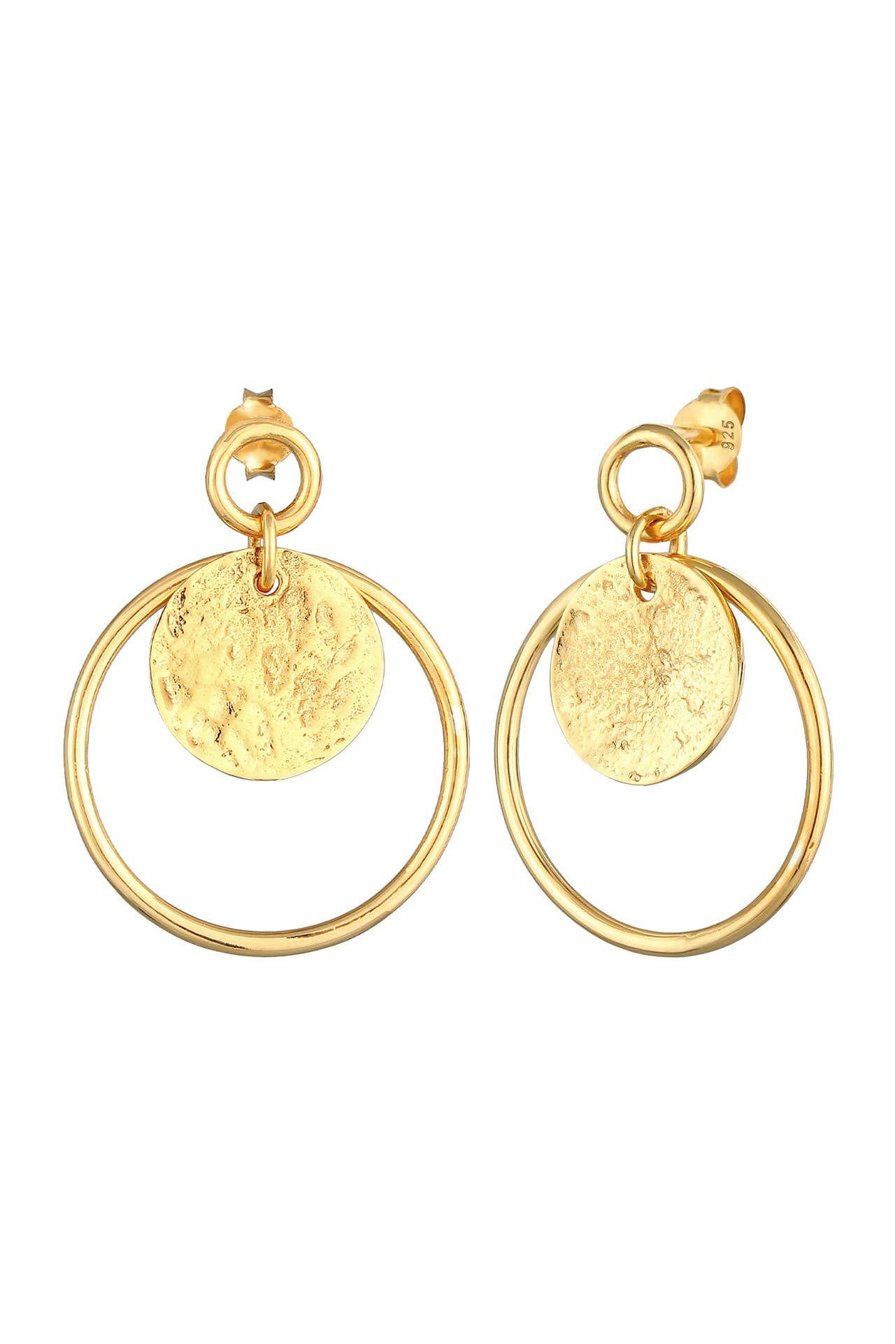 ELLI Ohrringe Hänger Plättchen Basic Rund 925 Silber Gold, Bild 1