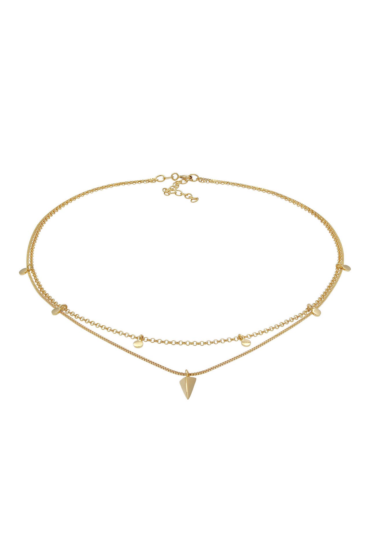 ELLI Kette Choker Layer Disc Rund Dreieck Design 925 Silber Gold, Bild 1