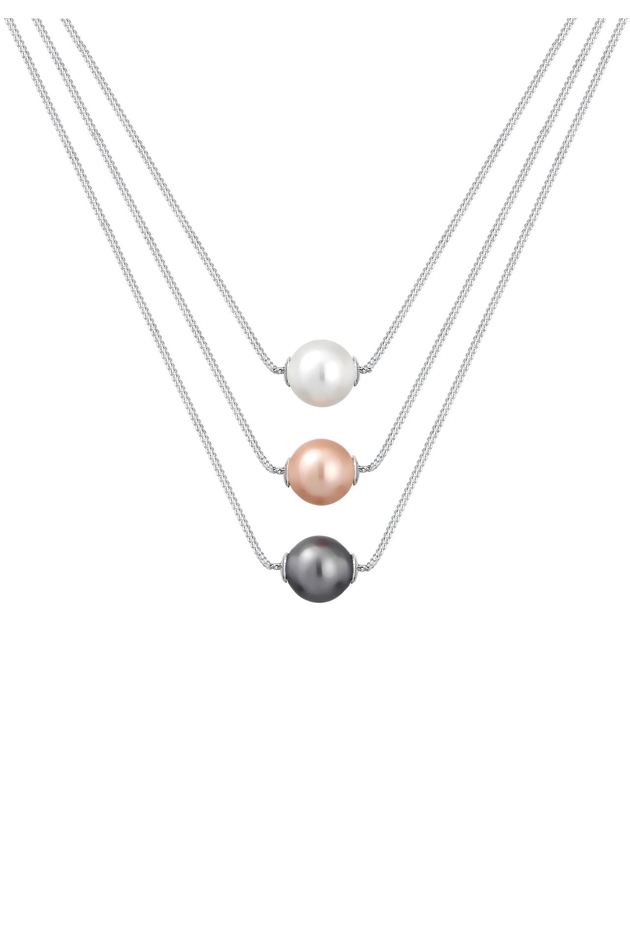 ELLI Kette Layer Kette Synthetische Perlen 925 Silber Silber, Bild 1