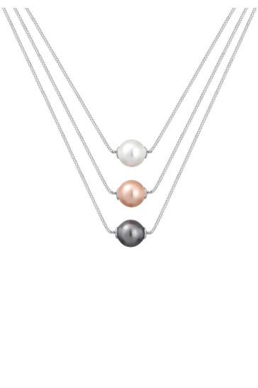 ELLI Kette Layer Kette Synthetische Perlen 925 Silber Silber