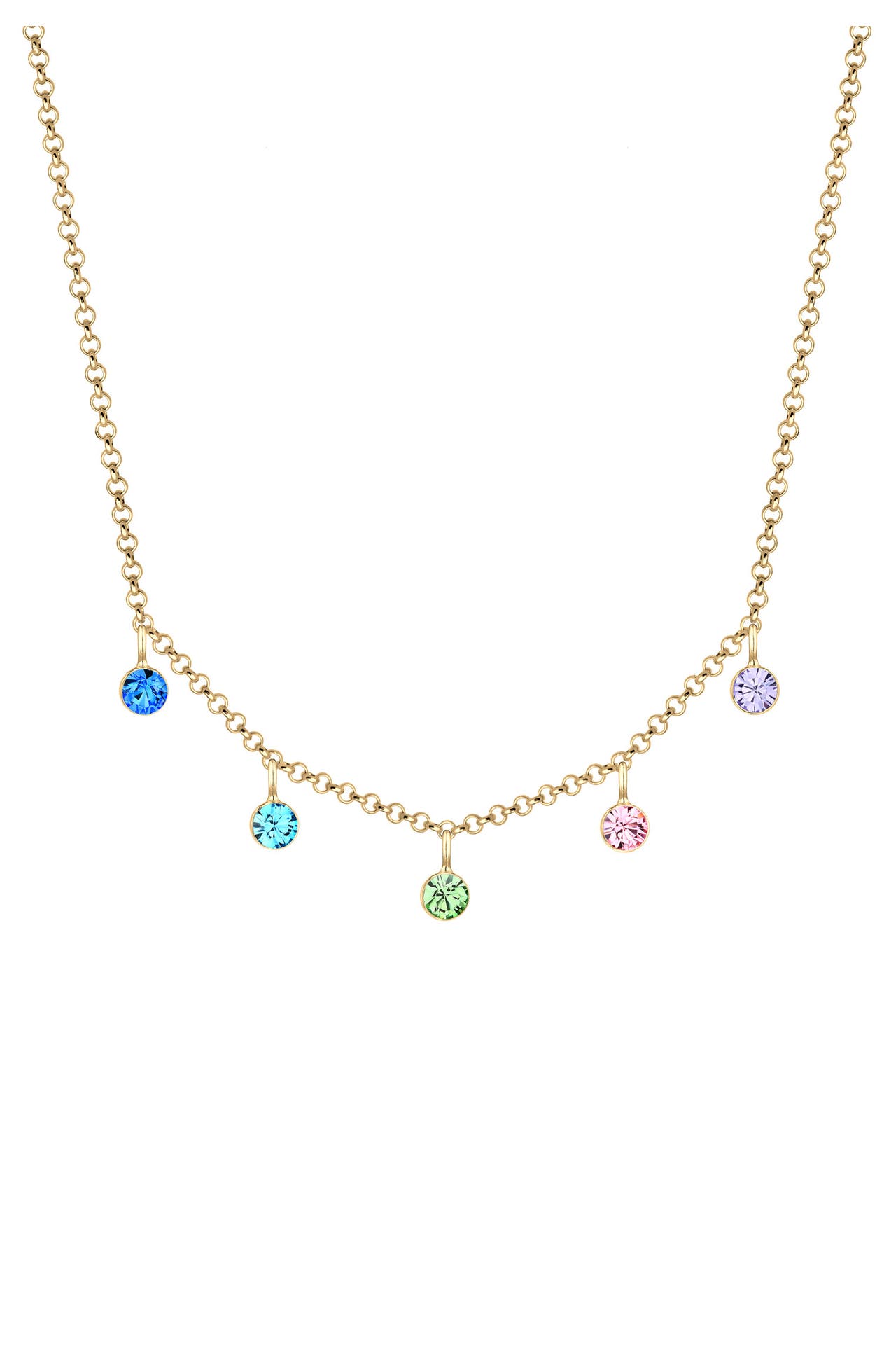 ELLI Kette Glas Kristalle Pastell 925 Sterling Silber vergoldet Gold, Bild 1