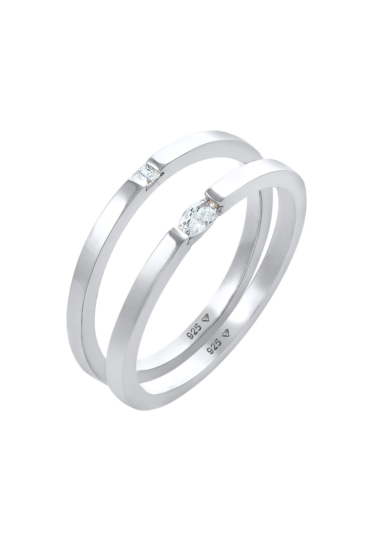 ELLI Ring Ring Solitär Zirkonia Klassik Set 925 Silber Silber, Bild 1