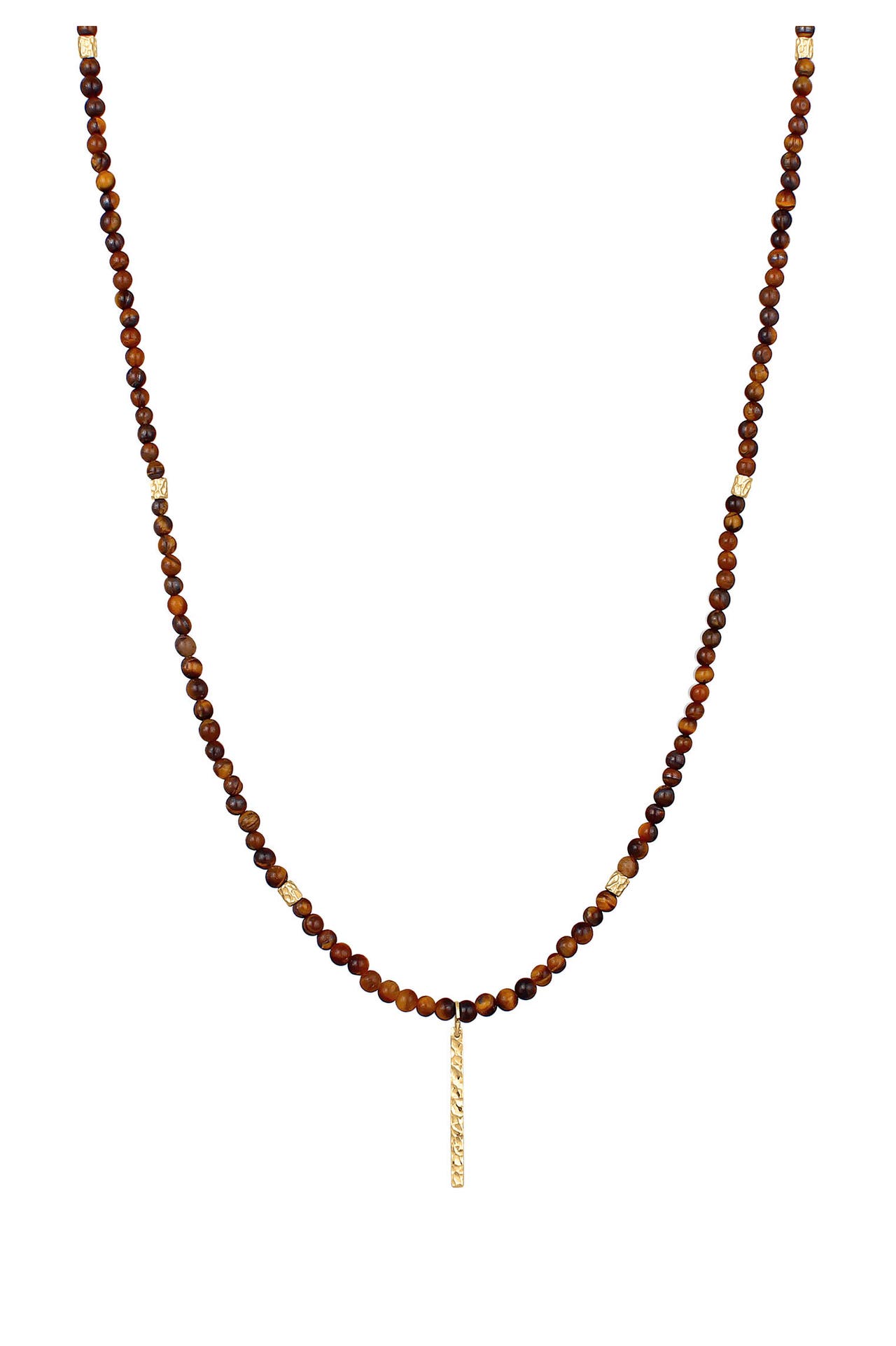 KUZZOI Kette Tigerauge Perlen Bead Barren 925 Silber Gold, Bild 1