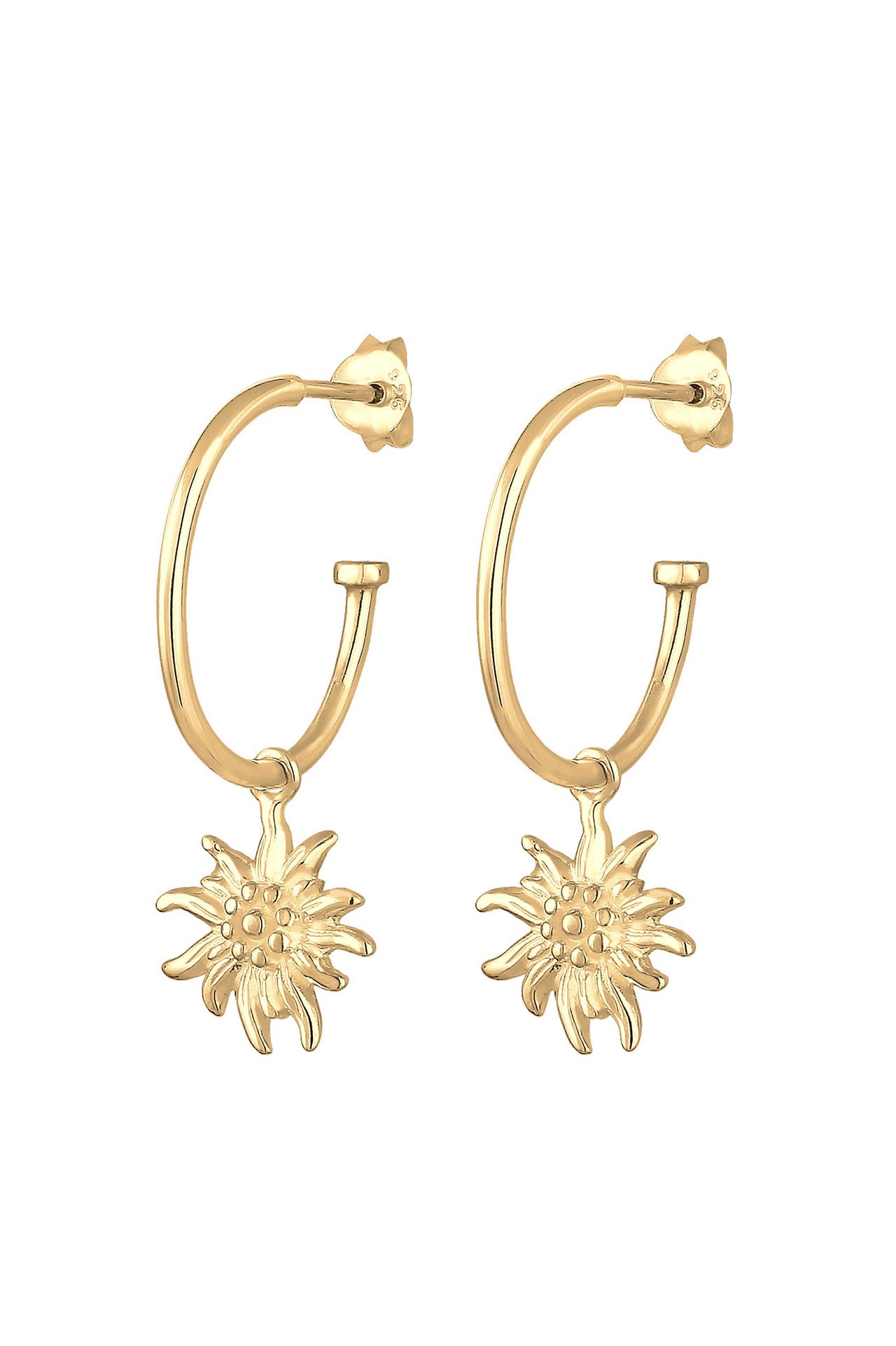 ELLI Ohrringe Creole Edelweiss 925 Sterling Silver Gold, Bild 1