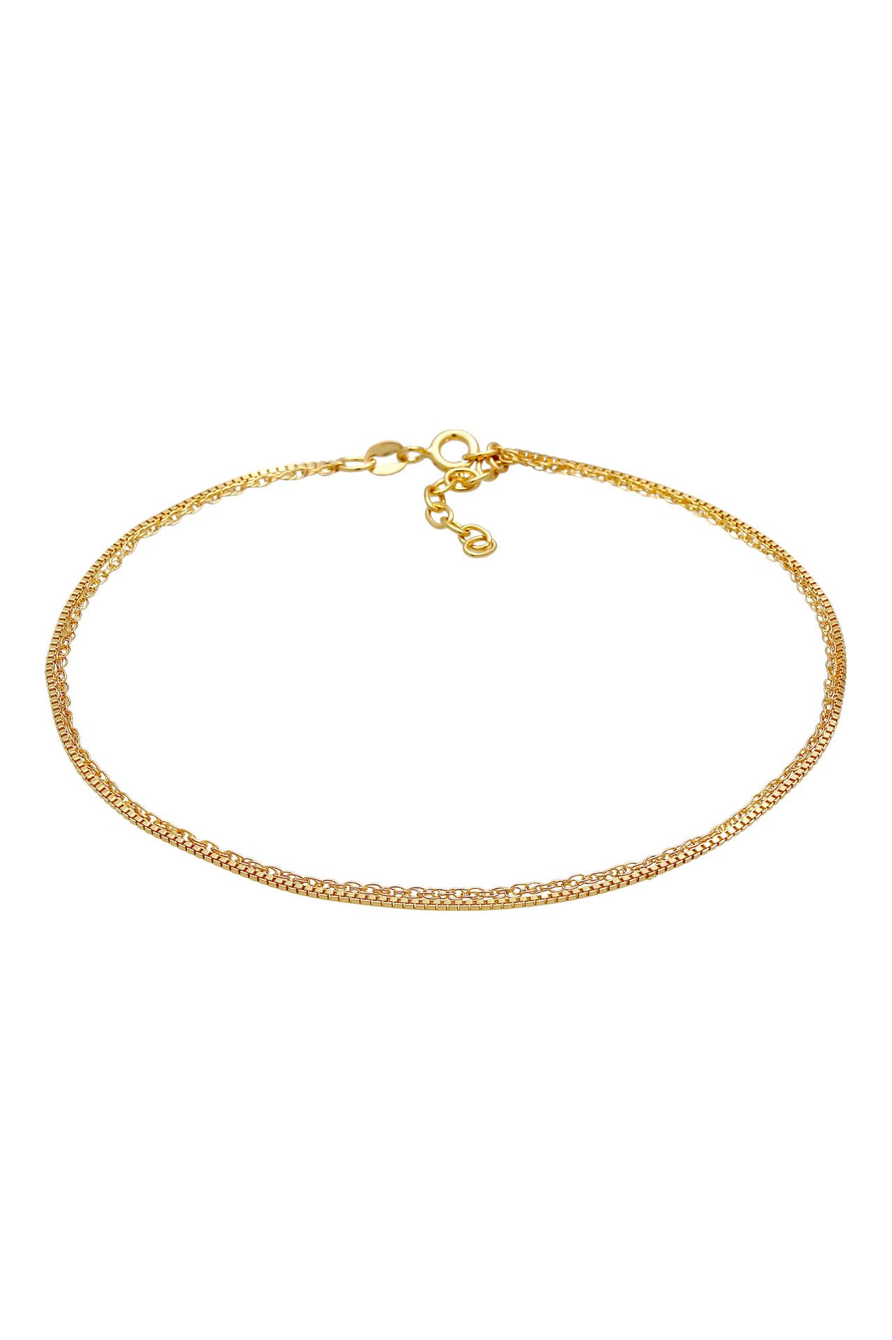 ELLI Fusskettchen Kordel Venezianer Layer Basic Zeitlos 925 Silber Gold, Bild 1