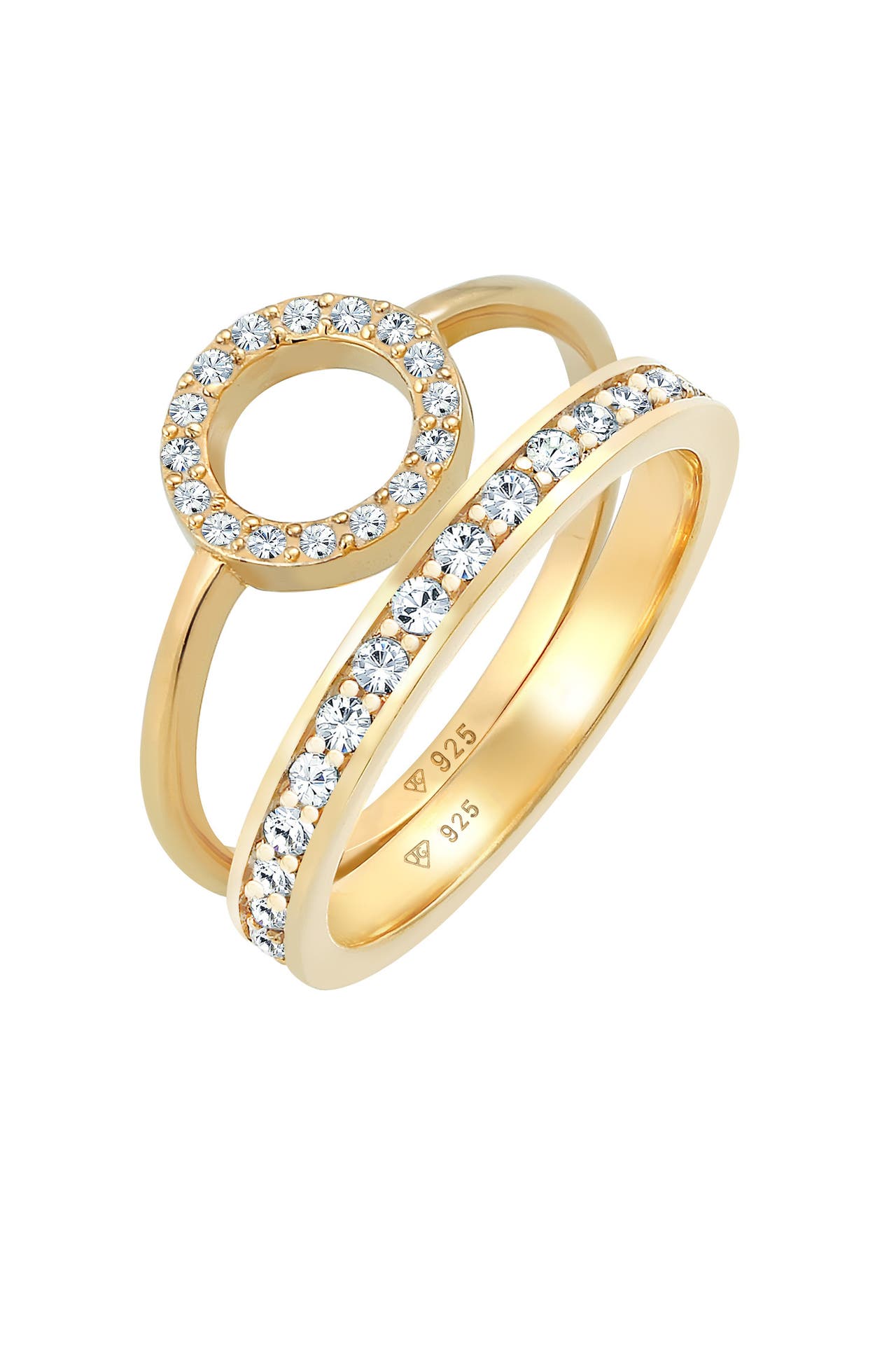 ELLI PREMIUM Ring Set mit Kristallen von Swarovski®925 Silber Gold, Bild 1