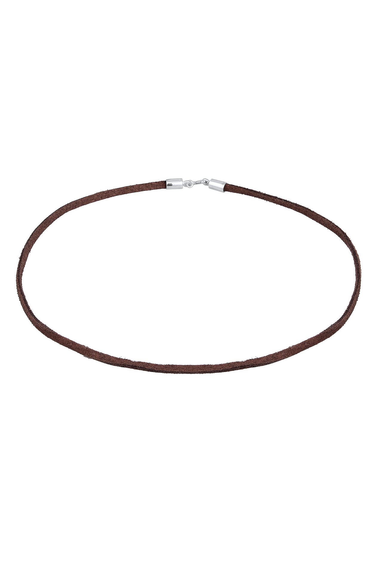 ELLI Kette Choker Velour Leder Braun 925 Silber Silber, Bild 1
