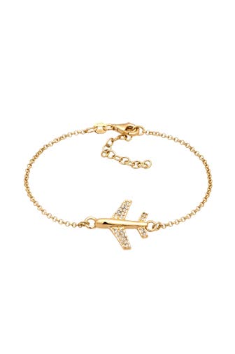 ELLI Armband Flugzeug Weiß 925 Sterling Silber, mit Kristallen von Swarovski® Gold